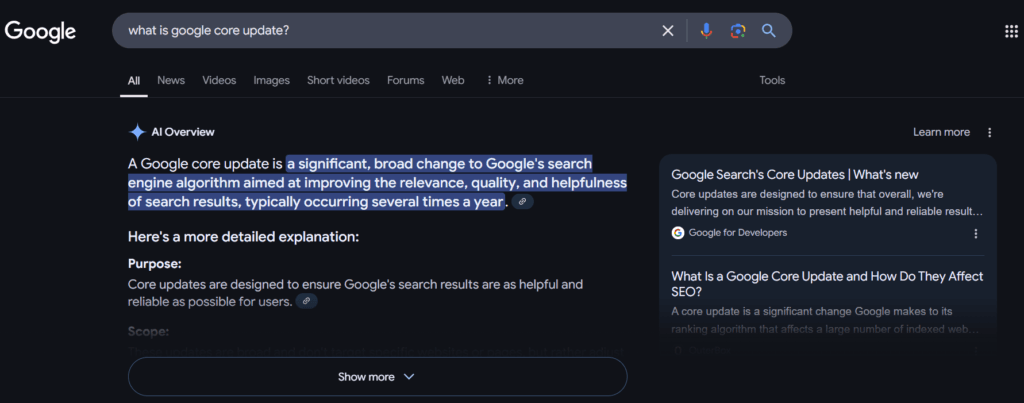 Google generative search