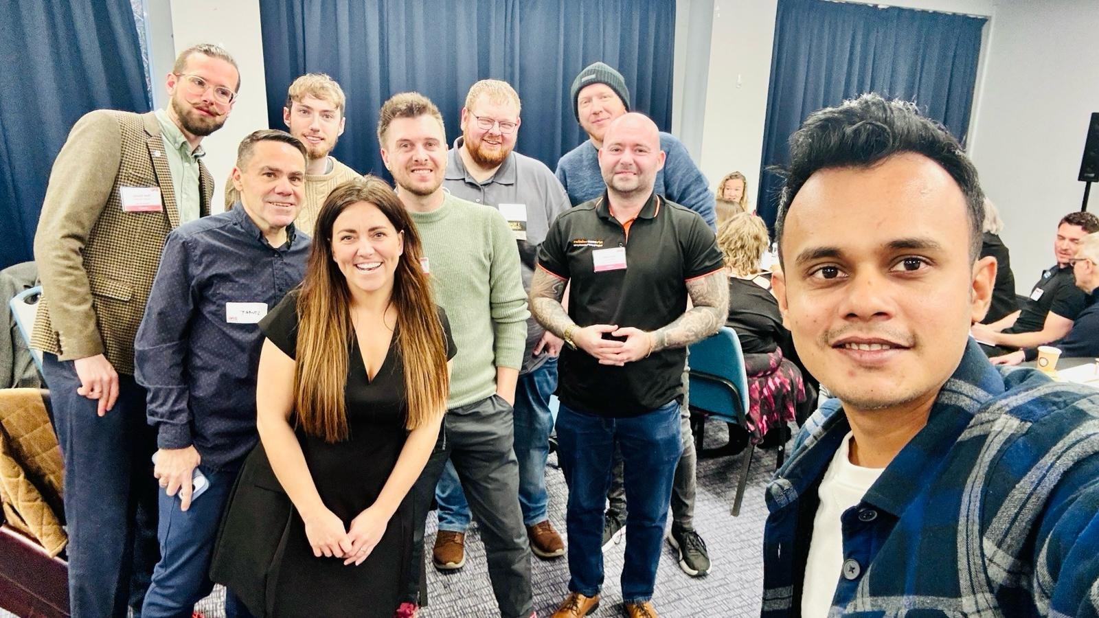 Mohammad A Mahmud with fellow members of the BNI South Wales Quinnel Chapter Marketing Power Team in Cardiff