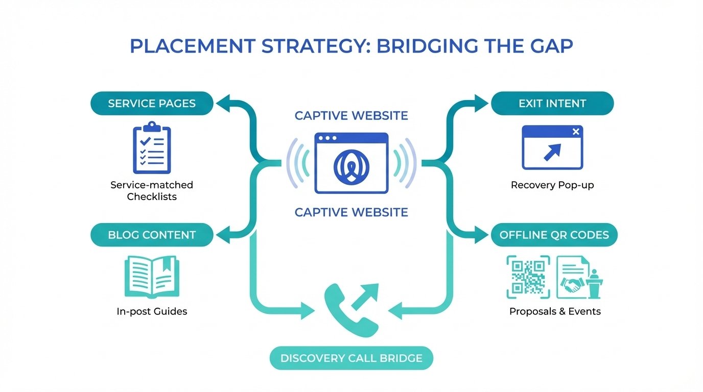 Lead Magnets for Accountants: A Complete UK Guide 4 Capture points on an accountancy website including service pages, blog pages and exit intent overlays