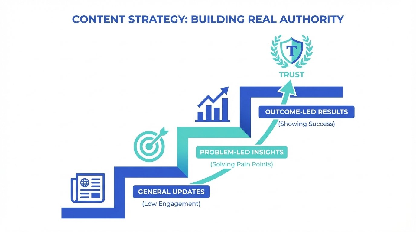 LinkedIn Marketing for Accountants: A Lead Generation Guide 4 Accountant building a LinkedIn content strategy with a notebook and laptop, mapping out post formats