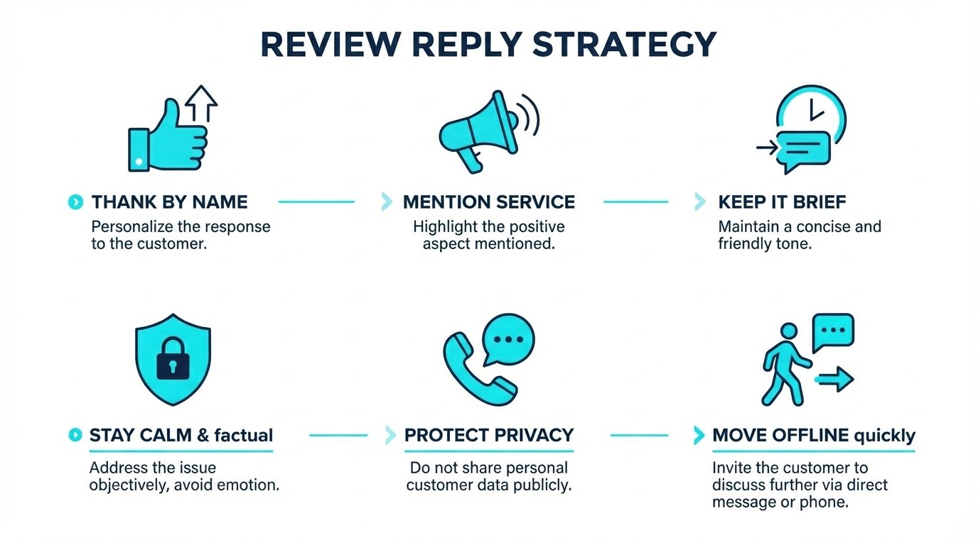 How to reply to Google reviews so the replies help an accountancy firm rank and get cited by AI search