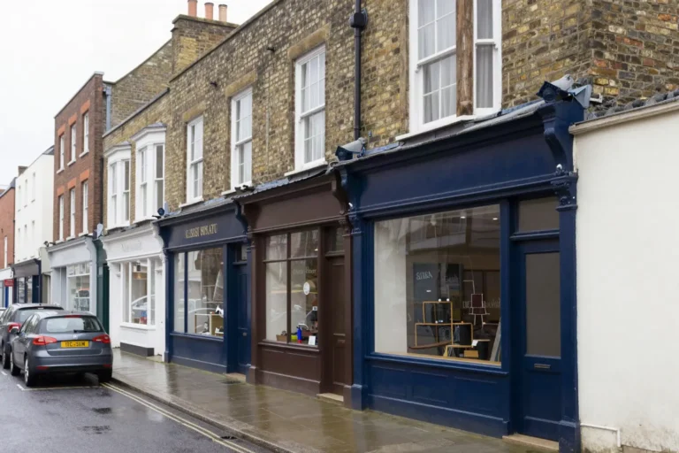 One Google Business Profile per branch, or one per agency? 4 A row of British high street buildings with independent shopfronts, of the kind a letting agency branch occupies