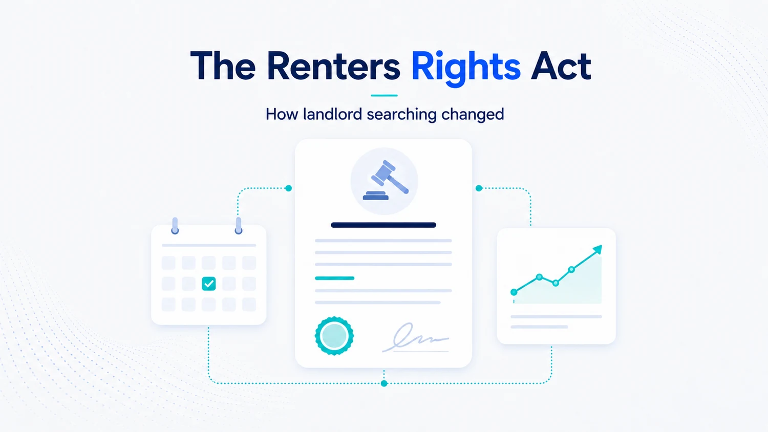 How to Use Keyword Intent to Drive Traffic: A Complete Guide 10 Legislation document with a gavel, a dated calendar and a rising search trend line, showing how landlord searching shifted