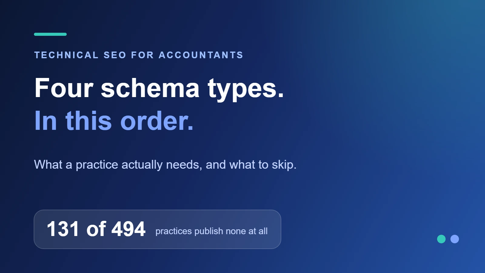 Best SEO Keywords for Local UK Accountancy Firms 4 Four schema types. In this order. — What a practice actually needs, and what to skip.