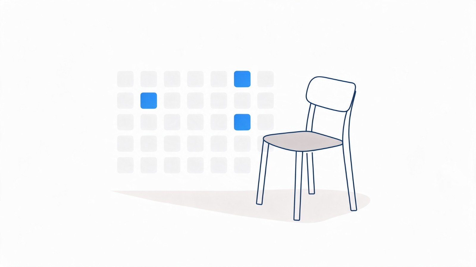 Fractional Marketing for an Accountancy Practice, and What You Actually Get 1 A month calendar with three days filled in beside a single empty chair, representing a senior marketing role bought a few days a month rather than full time