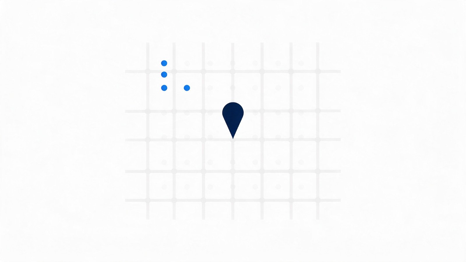 Local SEO for Accountants, and Why a Directory Keeps Outranking Your Practice 1 A street map grid with one location pin and sample points clustered in a single corner, showing how a practice can rank well in one part of a catchment and be absent from the rest