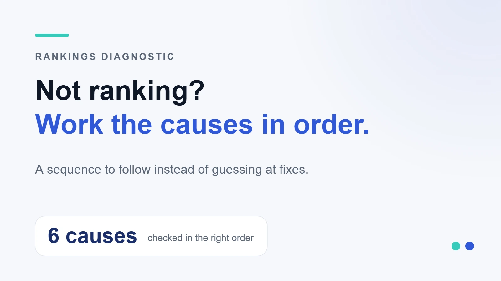 Best SEO Keywords for Local UK Accountancy Firms 5 Not ranking? Work the causes in order. — A sequence to follow instead of guessing at fixes.