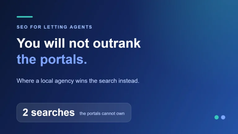 Why agents rank below Rightmove and Zoopla for every property search 7 You will not outrank the portals. — Where a local agency wins the search instead.