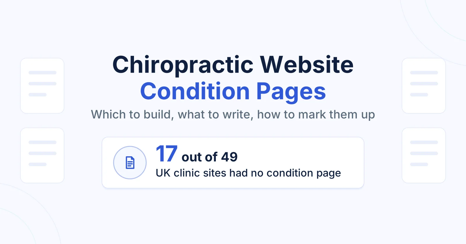 How to Use Keyword Intent to Drive Traffic: A Complete Guide 12 Featured image for a guide to chiropractic website condition pages, with the audit figure 17 out of 49 clinic sites